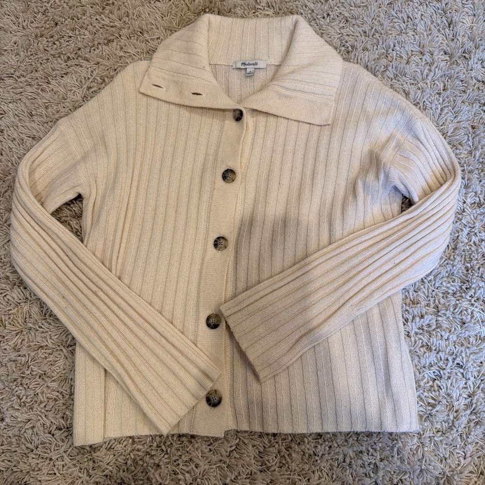 Madewell Beige Ribbed Cardigan